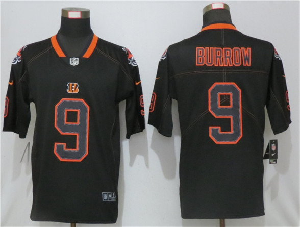 2020 Cincinnati Bengals #9 Joe Burrow Black Lights Out Color Rush Stitched NFL Nike Limited Jersey