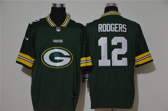 2020 Green Bay Packers #12 Aaron Rodgers Green Big Logo Vapor Untouchable Stitched NFL Nike Fashion