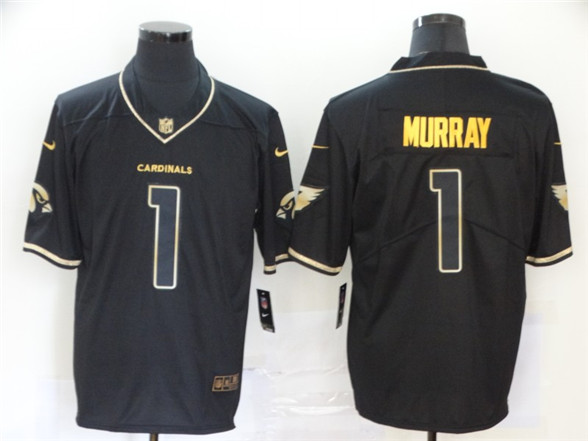 2020 Arizona Cardinals #1 Kyler Murray Black 100th Season Golden Edition Jersey