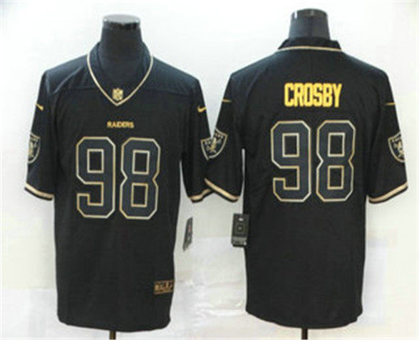 2020 Las Vegas Raiders #98 Maxx Crosby Black 100th Season Golden Edition Jersey