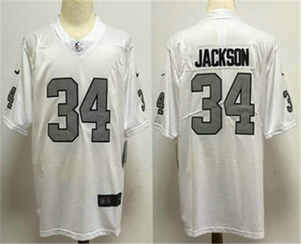 2020 Las Vegas Raiders #34 Bo Jackson White With Silver Vapor Untouchable Stitched NFL Limited Jerse