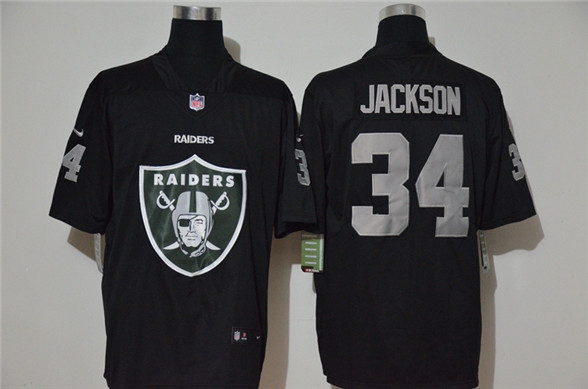 2020 Las Vegas Raiders #34 Bo Jackson Black Big Logo Vapor Untouchable Stitched NFL Nike Fashion Lim
