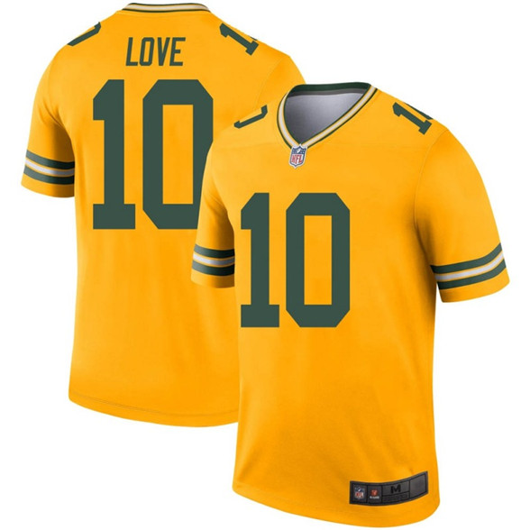 2020 Green Bay Packers #10 Jordan Love Gold Legend Inverted Jersey