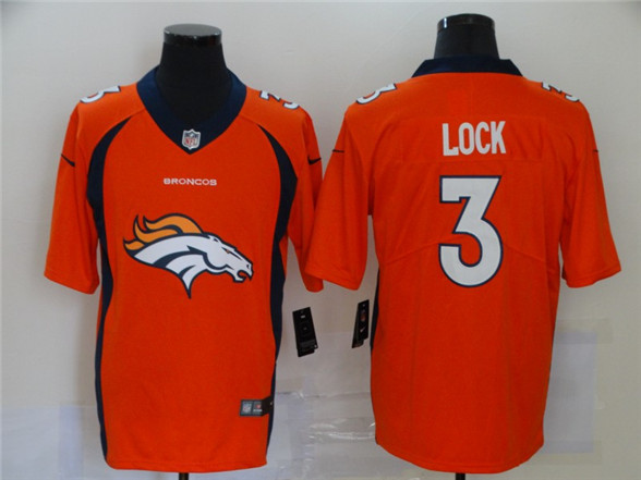 2020 Denver Broncos #3 Drew Lock Orange Big Logo Vapor Untouchable Stitched NFL Nike Fashion Limited