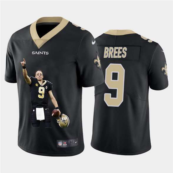 2020 New Orleans Saints #9 Drew Brees Black Player Portrait Edition Vapor Untouchable Stitched NFL N