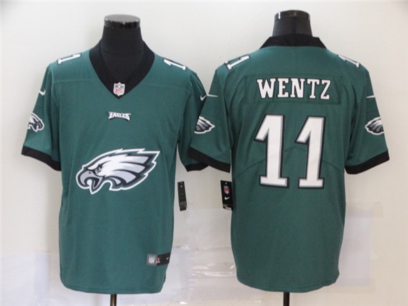 2020 Philadelphia Eagles #11 Carson Wentz Midnight Green Big Logo Vapor Untouchable Stitched NFL Nik