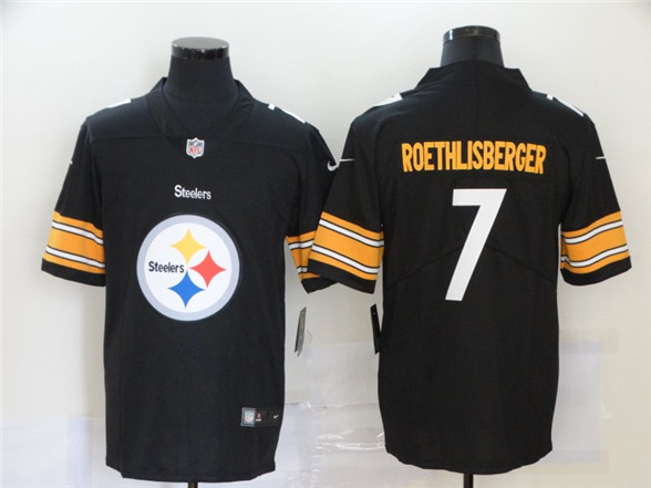 2020 Pittsburgh Steelers #7 Ben Roethlisberger Black Big Logo Vapor Untouchable Stitched NFL Nike Fa