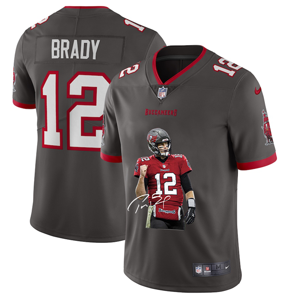 2020 Tampa Bay Buccaneers #12 Tom Brady Grey Player Portrait Edition Vapor Untouchable Stitched NFL