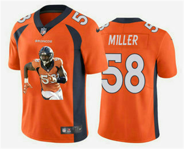 2020 Denver Broncos #58 Von Miller Orange Player Portrait Edition Vapor Untouchable Stitched NFL Nik