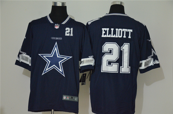 2020 Dallas Cowboys #21 Ezekiel Elliott Navy Blue Big Logo Number Vapor Untouchable Stitched NFL Nik