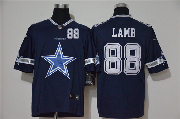 2020 Dallas Cowboys #88 CeeDee Lamb Navy Blue Big Logo Number Vapor Untouchable Stitched NFL Nike Fa