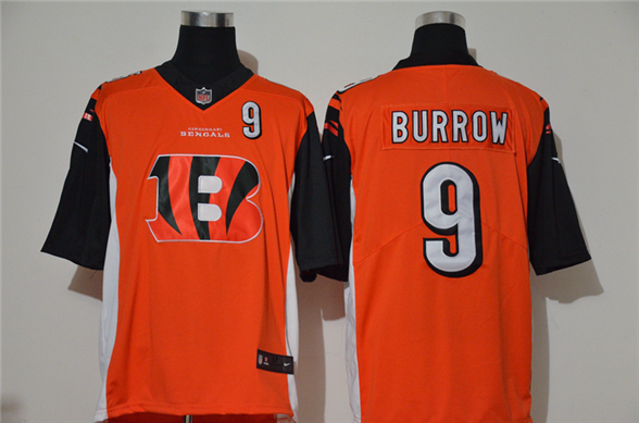 2020 Cincinnati Bengals #9 Joe Burrow Orange Team Logo Number Vapor Untouchable Stitched NFL Nike Fa