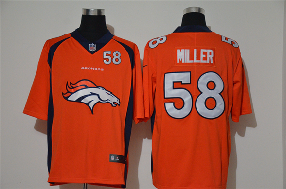 2020 Denver Broncos #58 Von Miller Orange Big Logo Number Vapor Untouchable Stitched NFL Nike Fashio