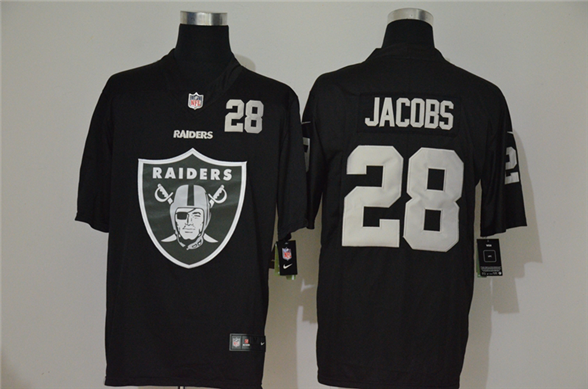 2020 Las Vegas Raiders #28 Josh Jacobs Black Big Logo Number Vapor Untouchable Stitched NFL Nike Fas