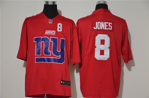 2020 New York Giants #8 Daniel Jones Red Big Logo Number Vapor Untouchable Stitched NFL Nike Fashion