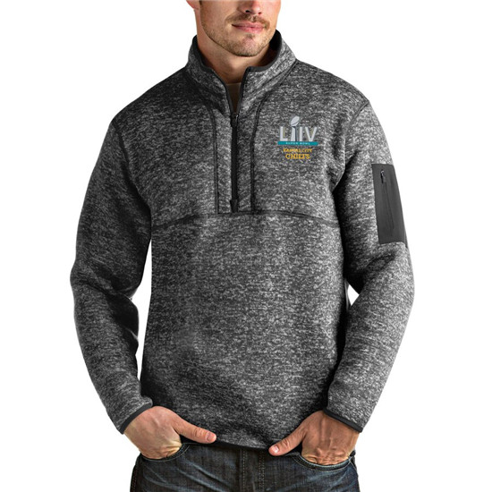 2020 Men's Kansas City Chiefs NFL Heather Charcoal Super Bowl LIV Bound Fortune Quarter-Zip Pullover