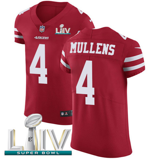 2020 Nike 49ers #4 Nick Mullens Red Super Bowl LIV Team Color Men's Stitched NFL Vapor Untouchable E