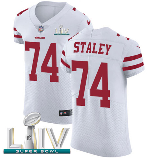 2020 Nike 49ers #74 Joe Staley White Super Bowl LIV Men's Stitched NFL Vapor Untouchable Elite Jerse