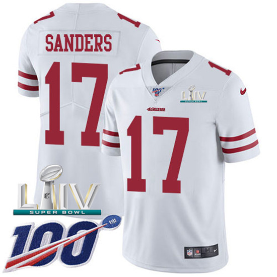 2020 Nike 49ers #17 Emmanuel Sanders White Super Bowl LIV Men's Stitched NFL 100th Season Vapor Limi