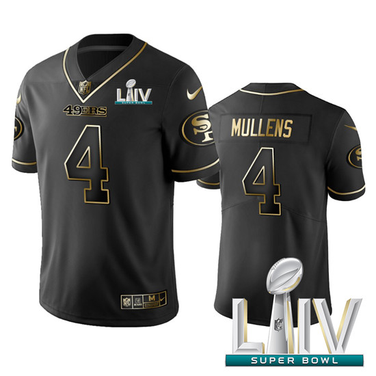 2020 Nike 49ers #4 Nick Mullens Black Golden Super Bowl LIV Limited Edition Stitched NFL Jersey