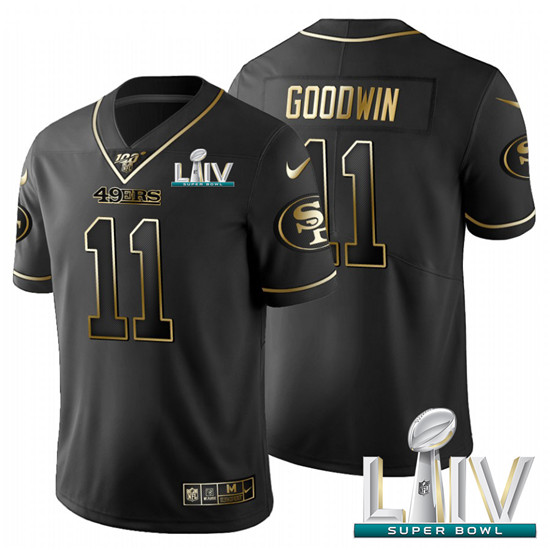 2020 San Francisco 49ers #11 Marquise Goodwin Men's Nike Black Golden Super Bowl LIV Limited NFL 100