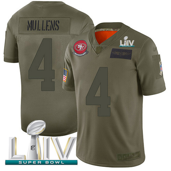 2020 Nike 49ers #4 Nick Mullens Camo Super Bowl LIV Men's Stitched NFL Limited 2019 Salute To Servic