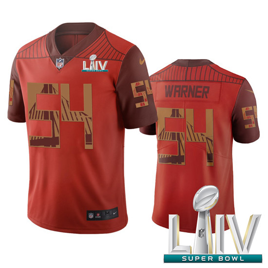 2020 San Francisco 49ers #54 Fred Warner Orange Super Bowl LIV Vapor Limited City Edition NFL Jersey