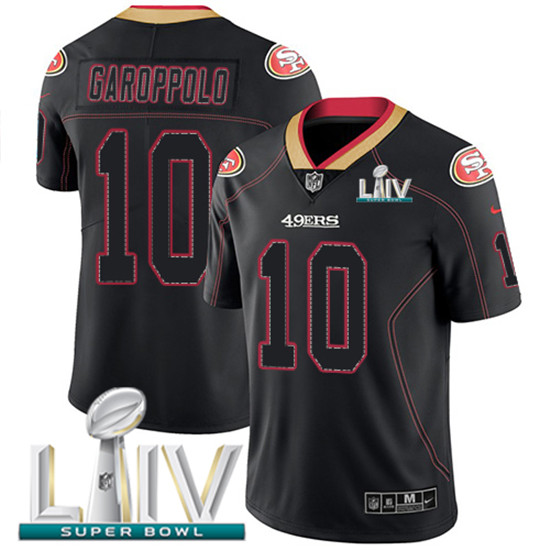 2020 Nike 49ers #10 Jimmy Garoppolo Lights Out Black Super Bowl LIV Men's Stitched NFL Limited Rush