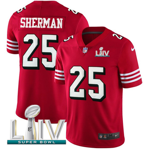 2020 Nike 49ers #25 Richard Sherman Red Super Bowl LIV Team Color Men's Stitched NFL Vapor Untouchab