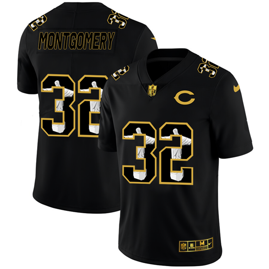 2020 Chicago Bears #32 David Montgomery Men's Nike Carbon Black Vapor Cristo Redentor Limited NFL Je