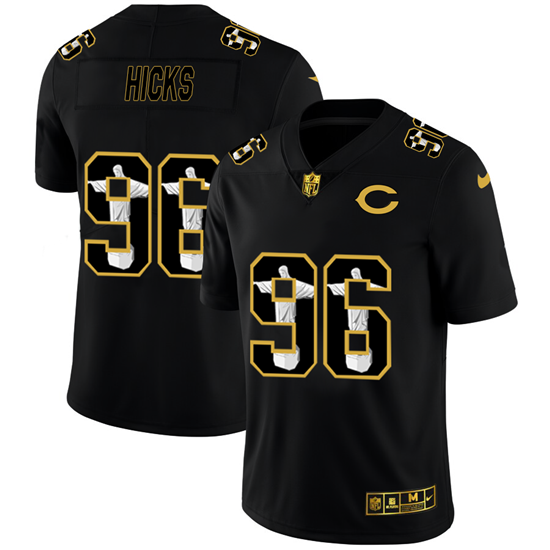 2020 Chicago Bears #96 Akiem Hicks Men's Nike Carbon Black Vapor Cristo Redentor Limited NFL Jersey