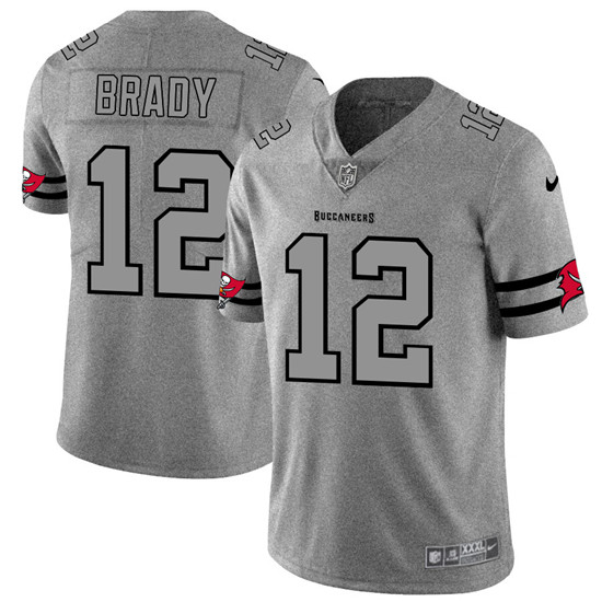 2020 Tampa Bay Buccaneers #12 Tom Brady Men's Nike Gray Gridiron II Vapor Untouchable Limited NFL Je