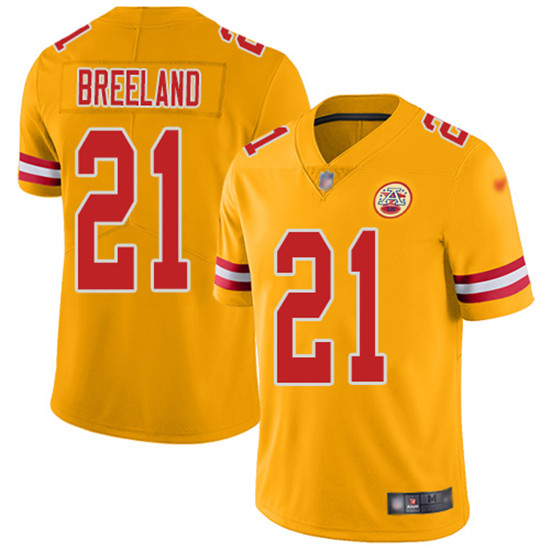 2020 Nike Chiefs #21 Bashaud Breeland Gold Men's Stitched NFL Limited Inverted Legend Jersey