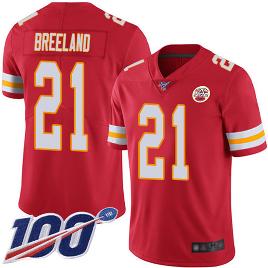 2020 Nike Chiefs #21 Bashaud Breeland Red Team Color Men's Stitched NFL 100th Season Vapor Limited J