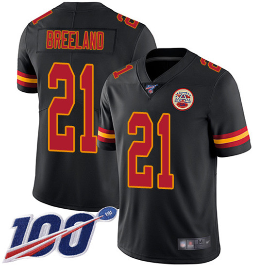 2020 Nike Chiefs #21 Bashaud Breeland Black Men's Stitched NFL Limited Rush 100th Season Jersey