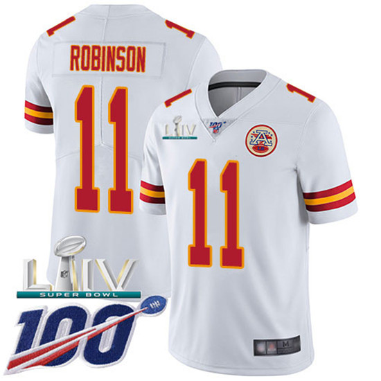 2020 Nike Chiefs #11 Demarcus Robinson White Super Bowl LIV Men's Stitched NFL 100th Season Vapor Un