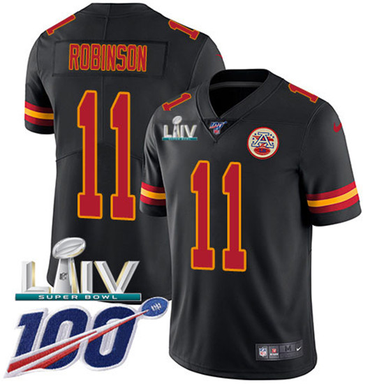 2020 Nike Chiefs #11 Demarcus Robinson Black Super Bowl LIV Men's Stitched NFL Limited Rush 100th Se