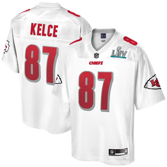 2020 Men's Kansas City Chiefs #87 Travis Kelce NFL Pro Line White Super Bowl LIV Champions Jersey