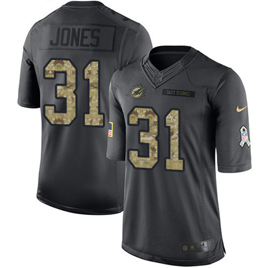 2020 Nike Dolphins #31 Byron Jones Black Men's Stitched NFL Limited 2016 Salute to Service Jersey