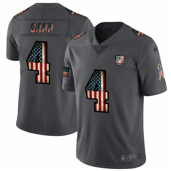2020 Raiders #4 Derek Carr Nike 2018 Salute to Service Retro USA Flag Limited NFL Jersey