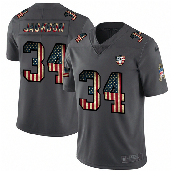 2020 Nike Raiders #34 Bo Jackson 2018 Salute To Service Retro USA Flag Limited NFL Jersey