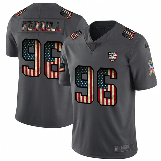 2020 Nike Raiders #96 Clelin Ferrell 2018 Salute To Service Retro USA Flag Limited NFL Jersey