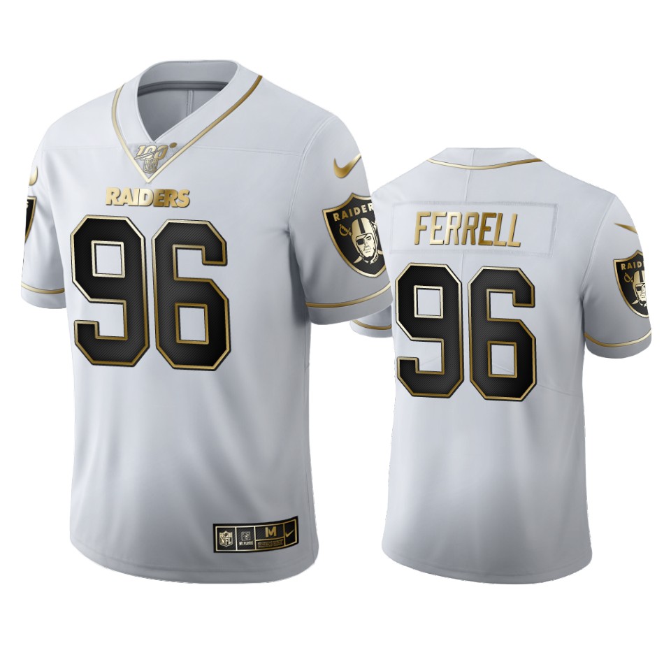 2020 Las Vegas Raiders #96 Clelin Ferrell Men's Nike White Golden Edition Vapor Limited NFL 100 Jers