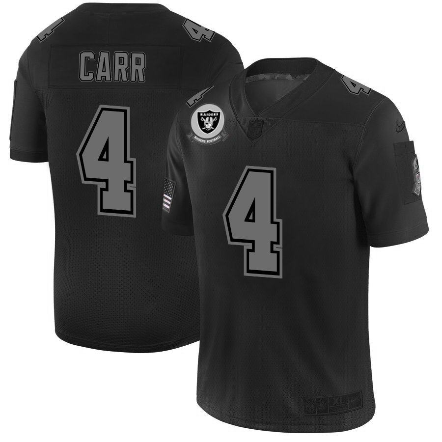 2020 Raiders #4 Derek Carr Men's Nike Black 2019 Salute to Service Limited Stitched NFL Jersey