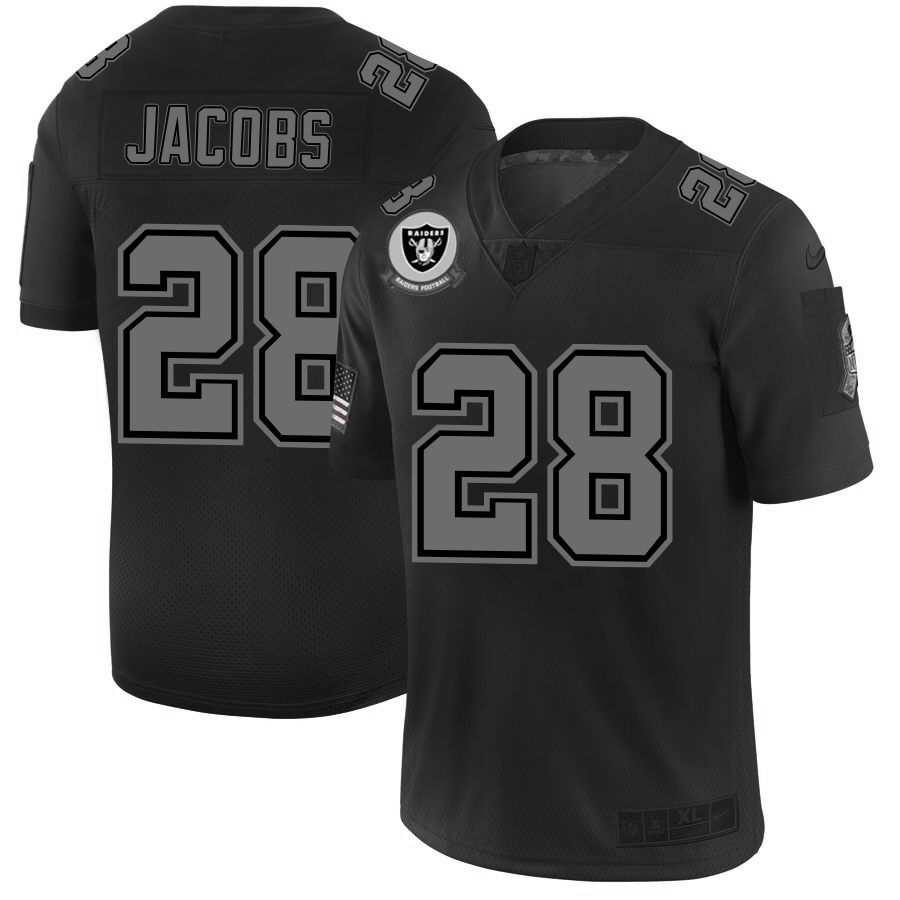 2020 Raiders #28 Josh Jacobs Men's Nike Black 2019 Salute to Service Limited Stitched NFL Jersey