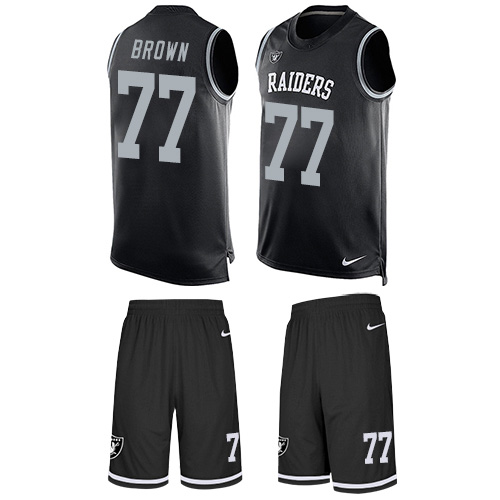 2020 Nike Raiders #77 Trent Brown Black Team Color Men's Stitched NFL Limited Tank Top Suit Jersey