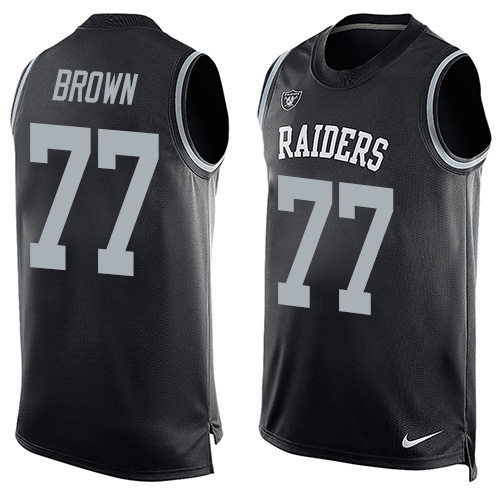 2020 Nike Raiders #77 Trent Brown Black Team Color Men's Stitched NFL Limited Tank Top Jersey