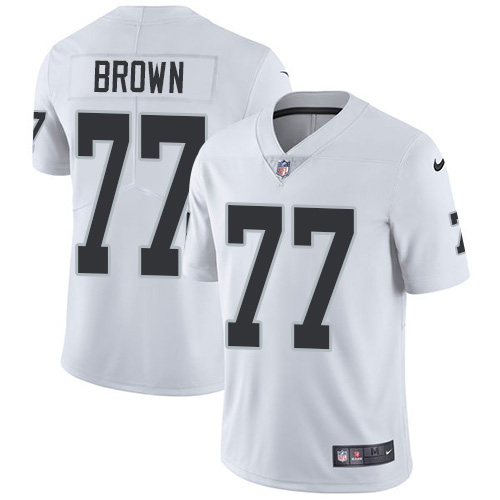 2020 Nike Raiders #77 Trent Brown White Men's Stitched NFL Vapor Untouchable Limited Jersey