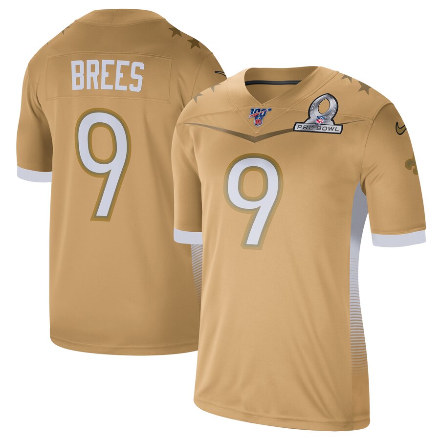 2020 New Orleans Saints #9 Drew Brees Nike NFC Pro Bowl Game Jersey Gold