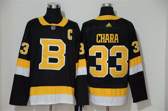 2020 Men's Boston Bruins #33 Zdeno Chara Black Throwback Authentic Stitched Hockey Jersey